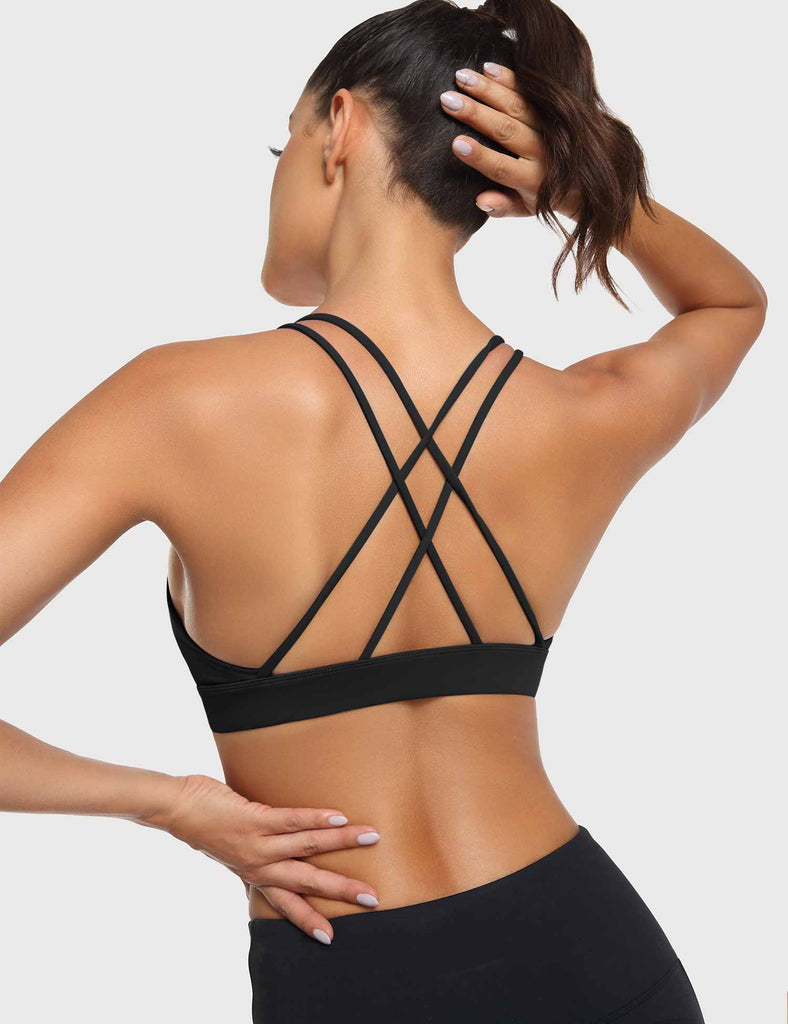 Buy YEOREO Pearl Women's Sports Bra Strappy Criss Cross Back Bra Backless  Removable Padded Yoga Crop Top Online at desertcartINDIA