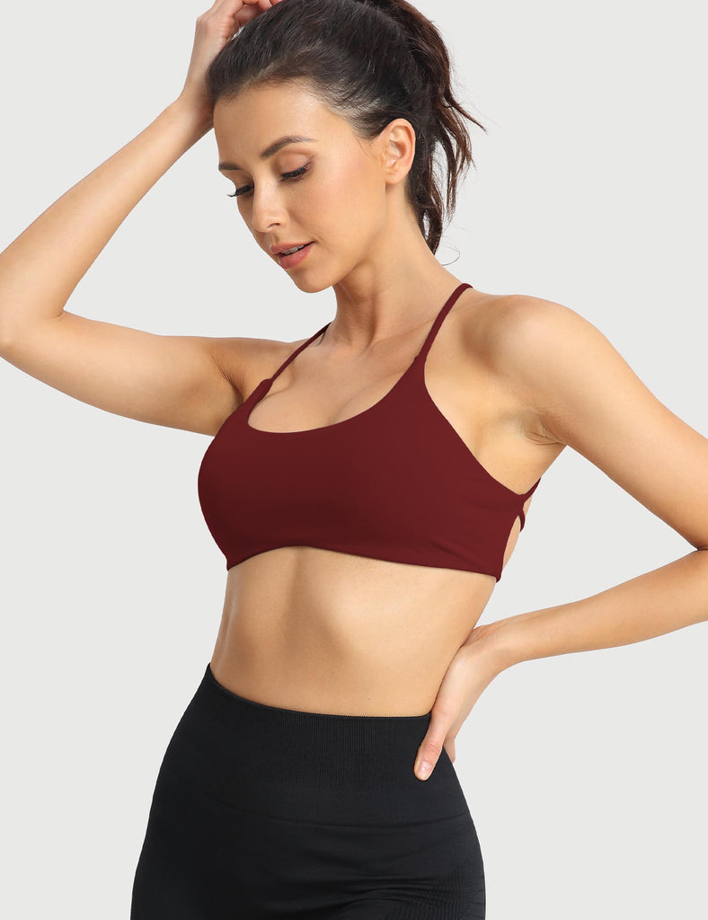 YEOREO Coral Sports Bras for Women Criss-Cross Back Padded Workout Running  Yoga Bra Casual Crop Tops Thin Straps Bra, #1 Cherry Red, X-Small :  : Clothing, Shoes & Accessories