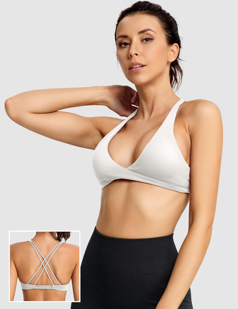  YEOREO Syrah Sports Bra for Women V-Neck Strappy Criss-Cross  Back Yoga Bra Padded Fitness Crop Top Tie Dye Black Grey L : Clothing,  Shoes & Jewelry