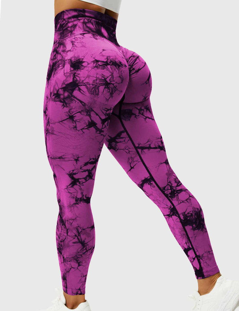  RUUHEE Women Tie Dye Seamless Leggings Scrunch Butt Lift  High Waisted Workout Yoga Pants