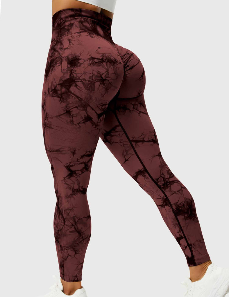 Yoga Trendy 2pcs Seamless High Stretch Tie Dye Yoga Set Athletic Suit Criss  Cross Backless Bra & Scrunch Butt Leggings
