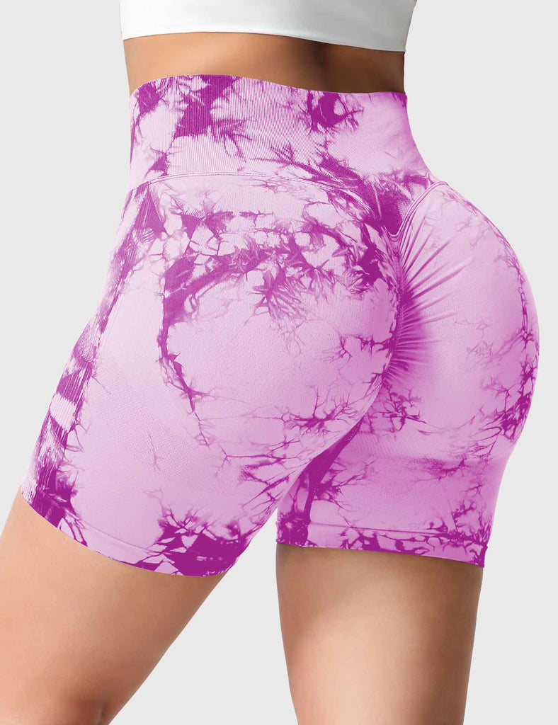 AUROLA Dream Tie Dye Workout Shorts for Women Seamless Scrunch Soft Active  Shorts,Purple-Black Tie Dye,L at  Women's Clothing store