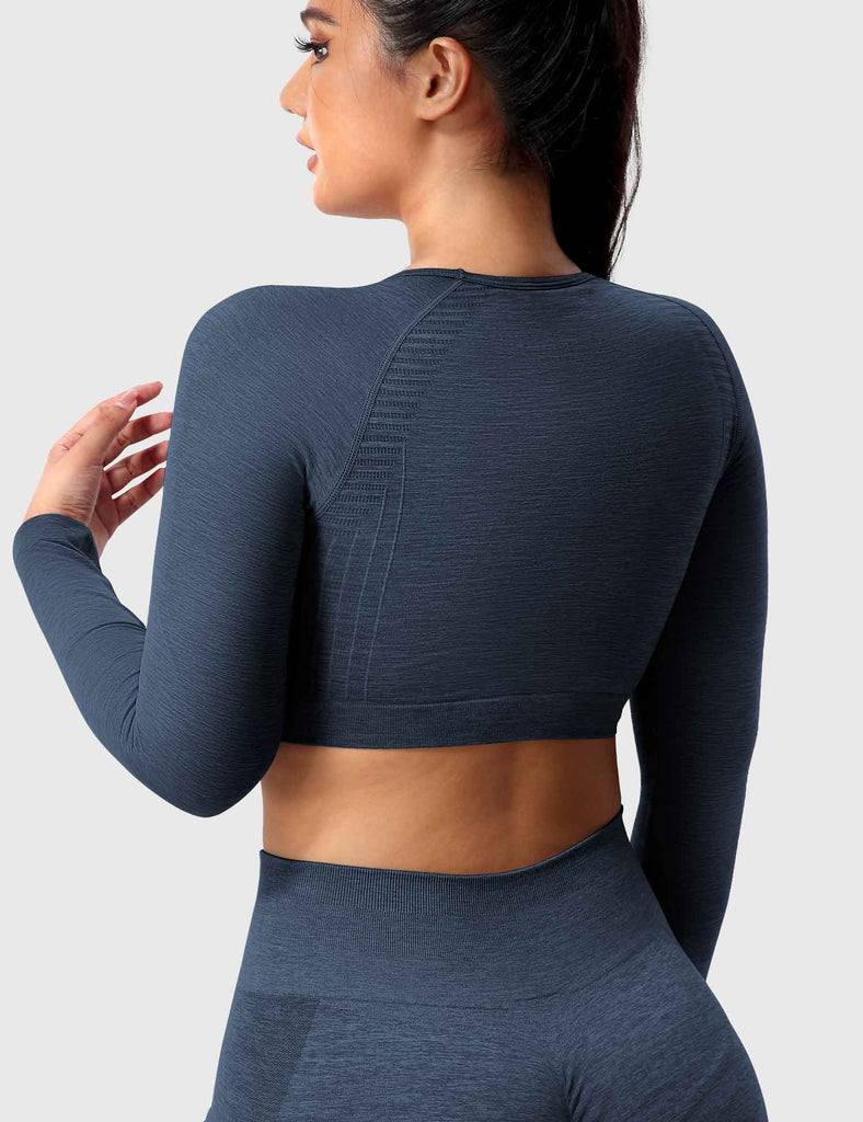 YEOREO Amplify Seamless Long Sleeve Crop Gym Shirts for Women Workout Yoga  Tops
