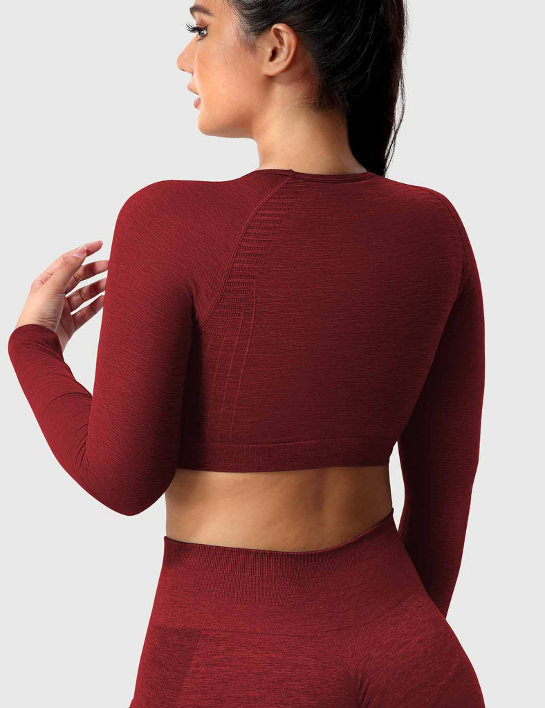 YEOREO Amplify Seamless Long Sleeve Crop Gym Shirts for Women Workout Yoga  Tops