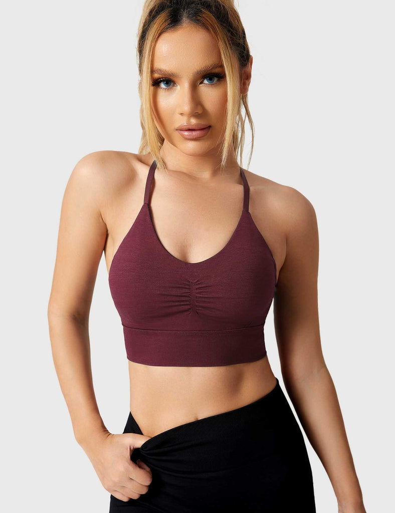 YEOREO Cleena Sports Bra for Women Open Back Crop Tops Padded